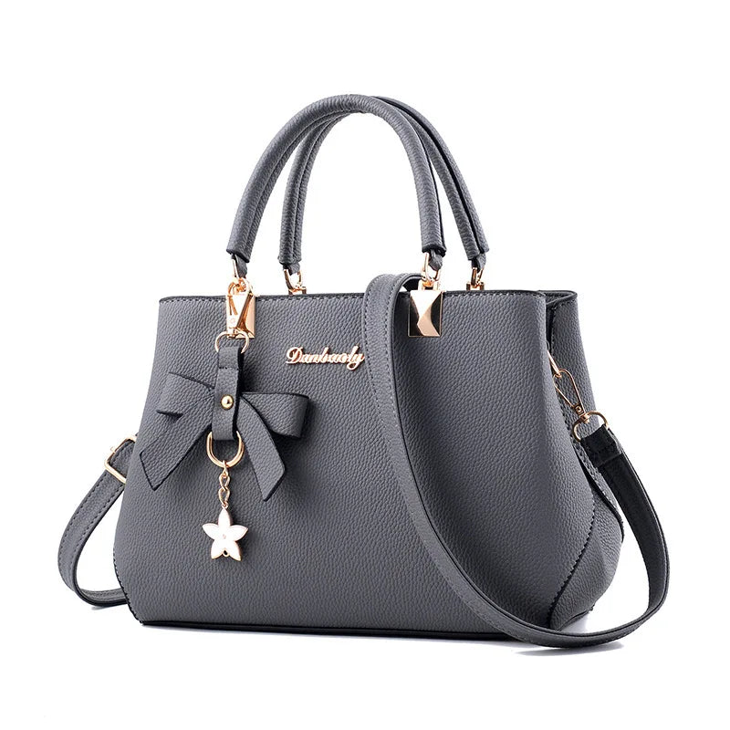 Yogodlns Elegant Women Messenger Bags with flower pendant Office Ladies Totes Pure Handbag for female Crossbody Shoulder Bags SHOWLU FASHION STORE