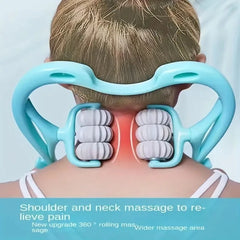 Cervical Massager Clip Neck Massage Artifact Six Wheel Neck Kneading Massager Manual Multifunctional Home Use Fatigue Relief