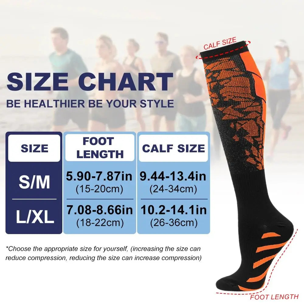 1 Pair Compression Sports Socks for Women and Men - Calf Support Socks for Running Nurses Flight Pregnancy Circulation Athletic SHOWLU FASHION STORE