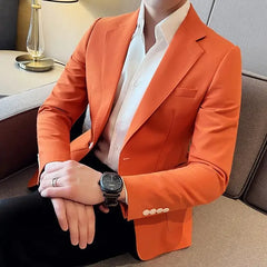 Business Jacket for Men Slim Fit Trendy 2024 Coats Thin Menswear Simple Breasted Casual Man Dress Suits and Blazers Elegant New