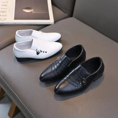 Children's Leather Shoes for Boys Toddler Kids Party Wedding Formal Performance Shoes School All-match Black White Loafers Shoes SHOWLU FASHION STORE