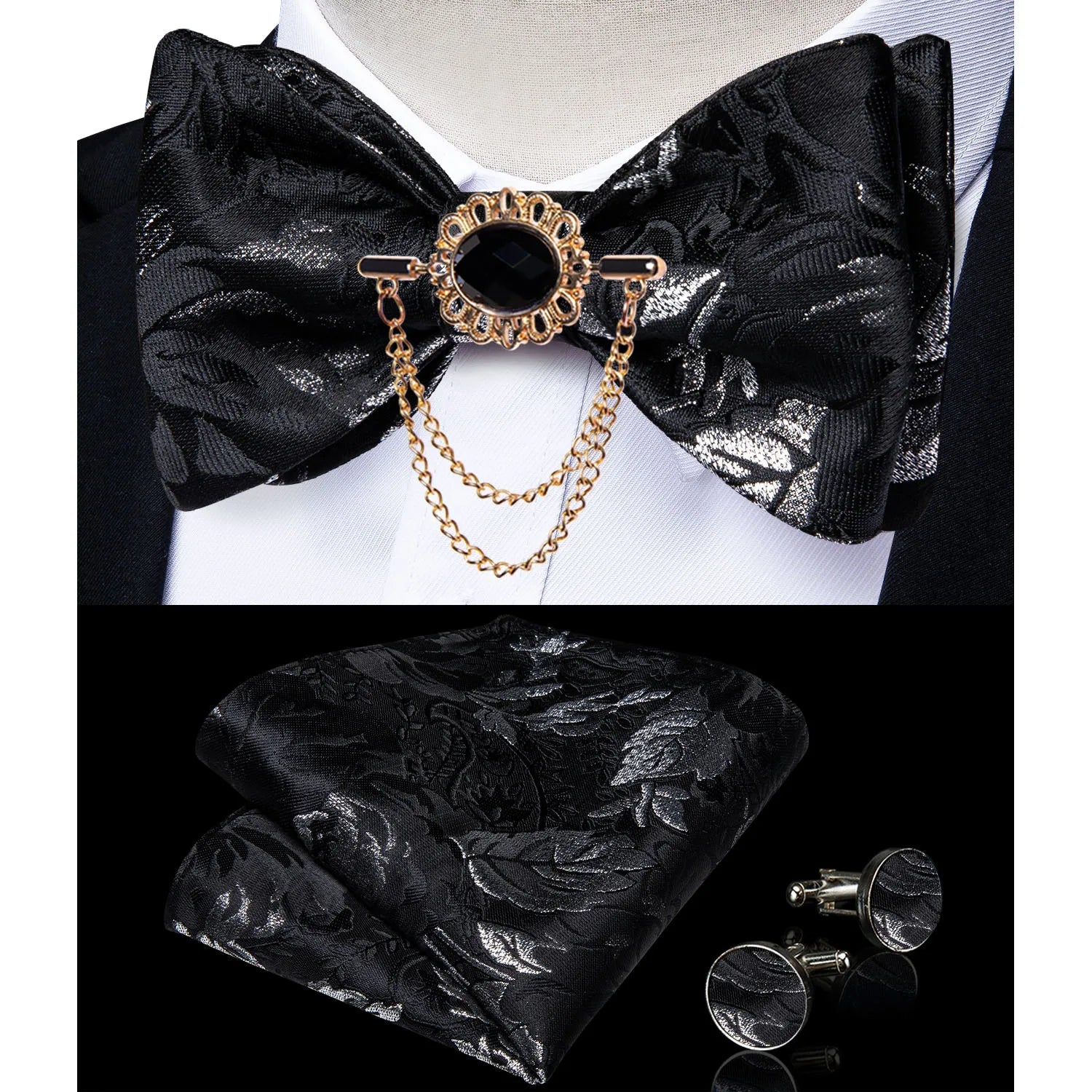 Pink Plaid Solid Men's Self Tie Bow Tie Silk Jacquard Woven Wedding Party Bowtie Hanky Brooch Set Men Butterfly Necktie DiBanGu SHOWLU FASHION STORE