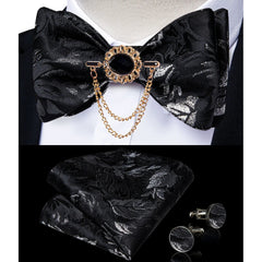 Pink Plaid Solid Men's Self Tie Bow Tie Silk Jacquard Woven Wedding Party Bowtie Hanky Brooch Set Men Butterfly Necktie DiBanGu SHOWLU FASHION STORE