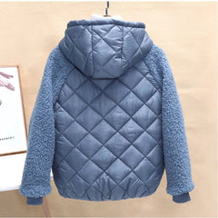 Thin Light Down Cotton Jacket Female Short Coat Autumn Winter Women's 2023 New Hooded Loose Lmitation Lamb Wool Cotton Jacket SHOWLU FASHION STORE