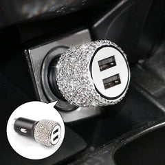 Car Charger Diamond-mounted Car Phone Safety Hammer Charger Dual USB Fast-Charged Diamond Car Phone Aluminum Alloy Charger