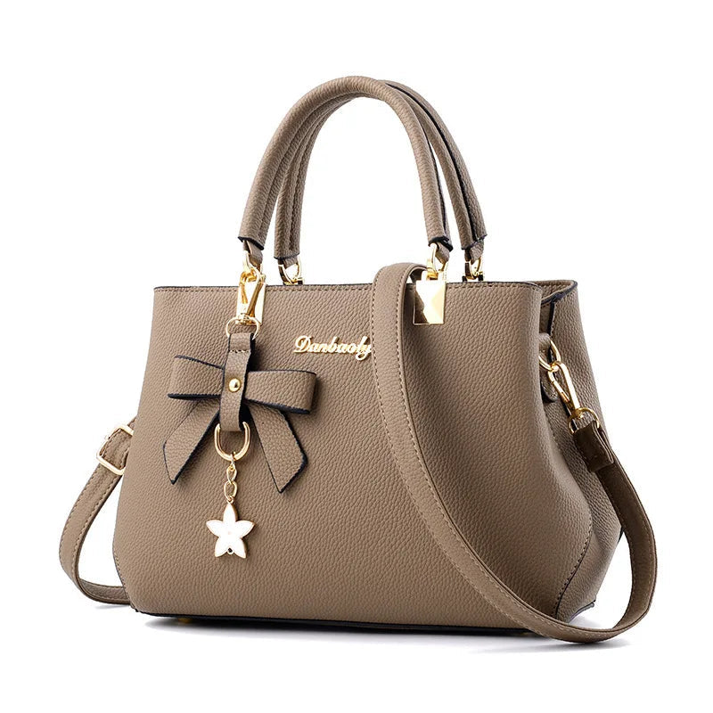 Yogodlns Elegant Women Messenger Bags with flower pendant Office Ladies Totes Pure Handbag for female Crossbody Shoulder Bags SHOWLU FASHION STORE