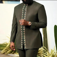 2025 new traditional men's suit luxury gentleman's shirt suit casual travel banquet men's two-piece set fashionable men's suit SHOWLU FASHION STORE