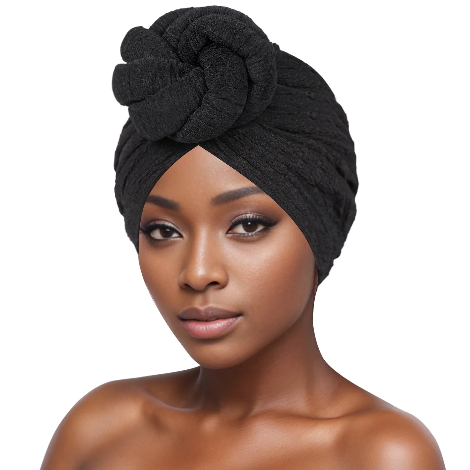 Women's Fashion Turbans New Bubble Cloth Large Plate Flower Elastic Leisure Comfortable and Breathable Daily Hat Headband Hat SHOWLU FASHION STORE