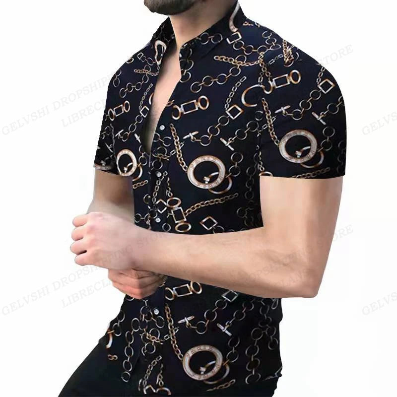 Geometric 3d Print Beach Shirts Short Sleeve Hawaiian Shirts Men's Blouses Graphic Shirt Cuba Camisa Men's Clothing SHOWLU FASHION STORE