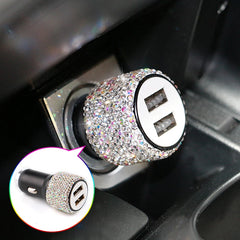 Car Charger Diamond-mounted Car Phone Safety Hammer Charger Dual USB Fast-Charged Diamond Car Phone Aluminum Alloy Charger