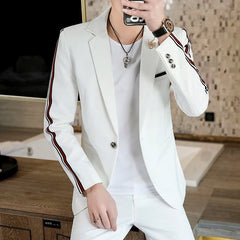 2024 Spring New Men (suit + Trousers) Fashion and Handsome Korean Version Slim Trend Hair Stylist Social Guy Two-piece Set M-4XL SHOWLU FASHION STORE