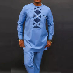 2025 New men's suit, white pocket, 2-piece set, luxury wedding casual suit, traditional African style of ethnic minorities
