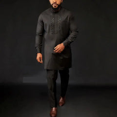 2025 New men's suit, white pocket, 2-piece set, luxury wedding casual suit, traditional African style of ethnic minorities