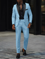 Men's New Fashion Business Casual Two-piece, Comfortable and Breathable Slim-fit Side Slit Single-button Suit Jacket+trousers SHOWLU FASHION STORE