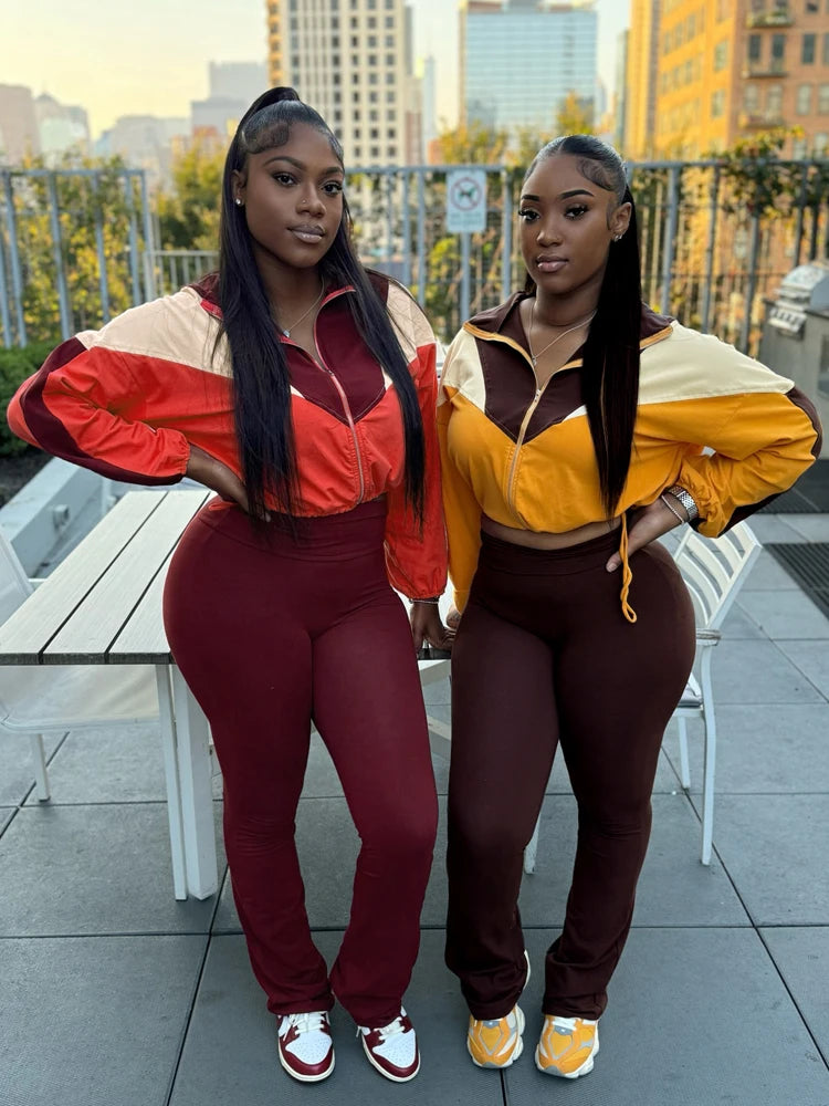 Fall 2024 Women Clothes Two Piece Tracksuits Activewear Sets Clothing 2 Piece Set Women Trending Slim Flare Yoga Pants Suit Set SHOWLU FASHION STORE