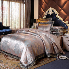 Nordic Satin Jacquard Duvet Cover Set Luxury Flower Bedding Set Adlut Quilt Cover Pillowcases Sheet Twin Queen King Home Texiles SHOWLU FASHION STORE