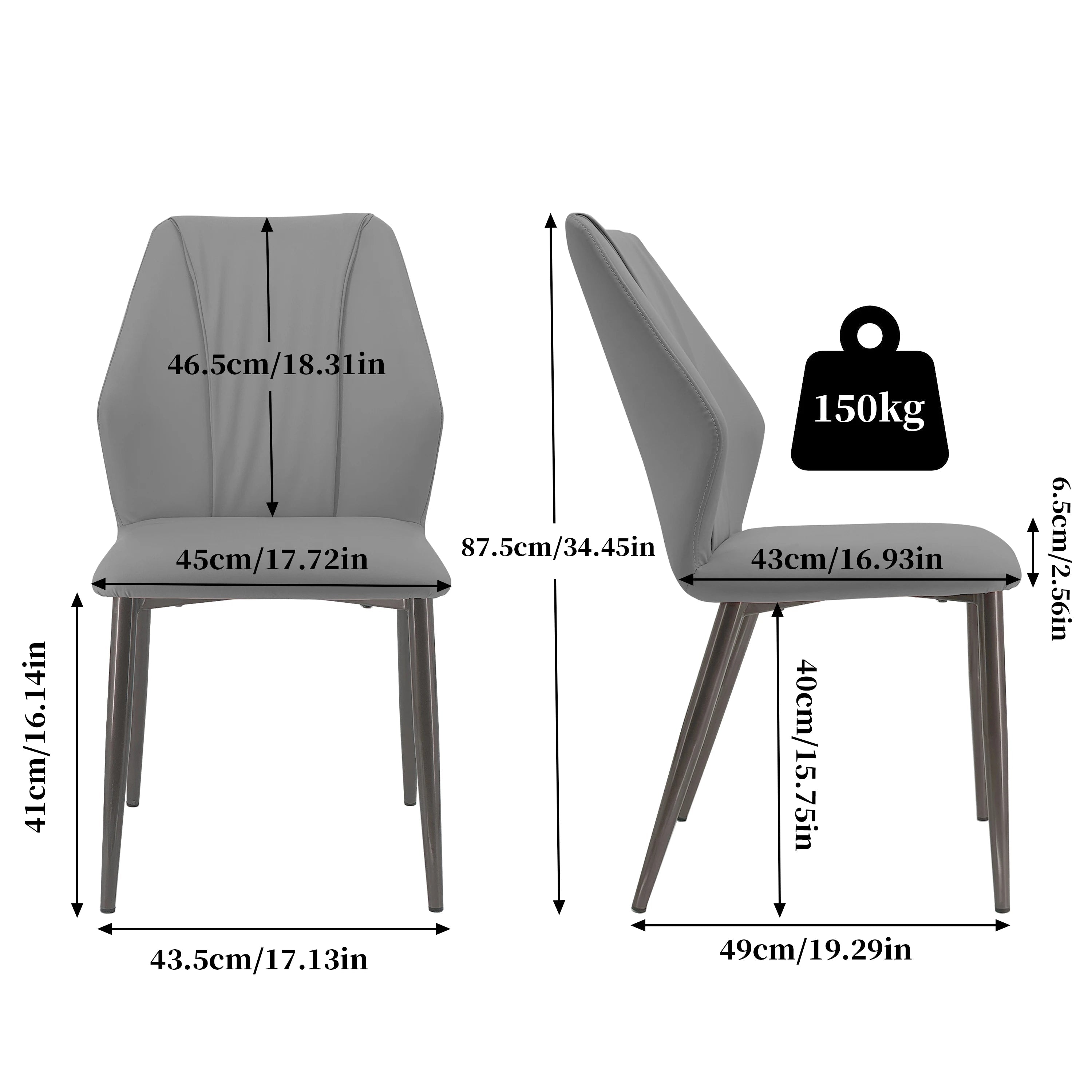 Upholstered PU Leather Dining Chair Set of 2 Kitchen High Back Armless Side Dinner Chairs for Living Room, Kitchen SHOWLU FASHION STORE