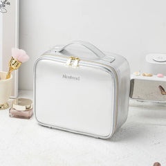 Travel Makeup Bag with LED Lighted Mirror 3 Color Scenarios Adjustable Brightness, with DIY Dividers, Toiletry Makeup Case Gift
