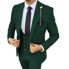 Formal Men 3 Piece Wedding Suits Groom Tuxedos Slim Fit Business Suits Peak Lapel Jacket Costume Homme (Blazer+Pants+Vest) SHOWLU FASHION STORE