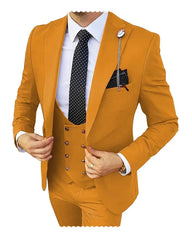 Formal Men 3 Piece Wedding Suits Groom Tuxedos Slim Fit Business Suits Peak Lapel Jacket Costume Homme (Blazer+Pants+Vest) SHOWLU FASHION STORE
