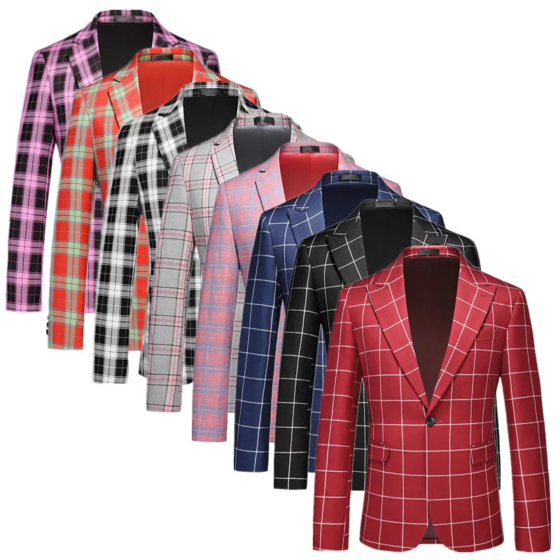 Single Breasted Plaid Suit Men's Clothing Fashion Simple Men Business Social Wedding Party Tuxedo Dress Blazers Jacket SHOWLU FASHION STORE