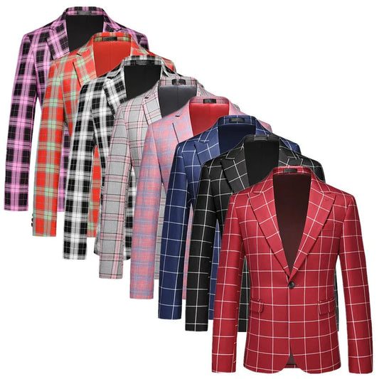 Single Breasted Plaid Suit Men's Clothing Fashion Simple Men Business Social Wedding Party Tuxedo Dress Blazers Jacket SHOWLU FASHION STORE