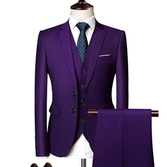 Mens Business Casual (suit + Vest + Trousers) Wedding Suit High-quality Handsome European and American Suit Pink Three-piece Set SHOWLU FASHION STORE