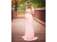 Elegant V Neck Photography Dresses for Pregnant Women Short Sleeve Maxi Maternity Dresses for Photoshoot Pregnancy Clothes New