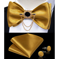Pink Plaid Solid Men's Self Tie Bow Tie Silk Jacquard Woven Wedding Party Bowtie Hanky Brooch Set Men Butterfly Necktie DiBanGu SHOWLU FASHION STORE