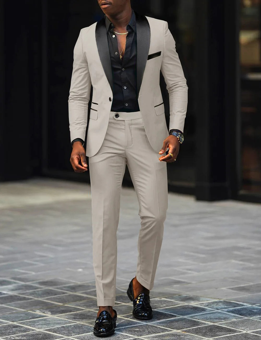 Men's New Fashion Business Casual Two-piece, Comfortable and Breathable Slim-fit Side Slit Single-button Suit Jacket+trousers SHOWLU FASHION STORE
