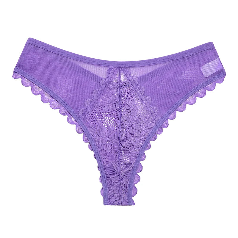 Lace Underwear Women's Panties Sexy Low-Waist Thong Hollow Out G String Female Underpant Solid Comfortable Female Lingerie SHOWLU FASHION STORE