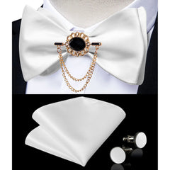 Pink Plaid Solid Men's Self Tie Bow Tie Silk Jacquard Woven Wedding Party Bowtie Hanky Brooch Set Men Butterfly Necktie DiBanGu SHOWLU FASHION STORE