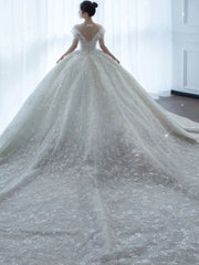 D120 2024 Princess Sexy Luxury Crystal Beaded Wedding Dress Puff Tulle White Wedding Gown Simple Bride Dress Women SHOWLU FASHION STORE
