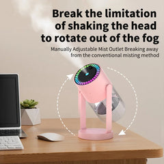 ‌280ML Portable Rotating Humidifier & Car Diffuser USB, 7-Color Projection Night Light, Ambient Mood Lighting for Office Travel‌