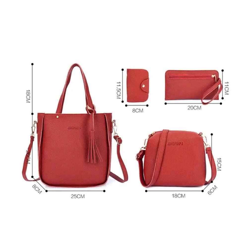 4Pcs/set Leather Crossbody Bags Women Bag Set Pattern Portable Fashion Shoulder Bags Purse Ladies PU Crossbody Bag SHOWLU FASHION STORE