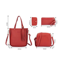 4Pcs/set Leather Crossbody Bags Women Bag Set Pattern Portable Fashion Shoulder Bags Purse Ladies PU Crossbody Bag SHOWLU FASHION STORE