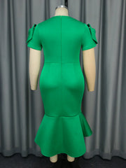 Work Holiday Party Outfit O Neck Short Sleeves 3D Flowers Mermaid Party Wedding Guest Female Event Occasion Gowns Classy 2024