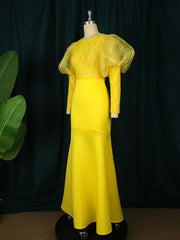 Women Long Wedding Evening Dresses See Through Lace Long Sleeve Mermaid Floor Length Maxi Gowns Large Size Celebrity Night Out SHOWLU FASHION STORE