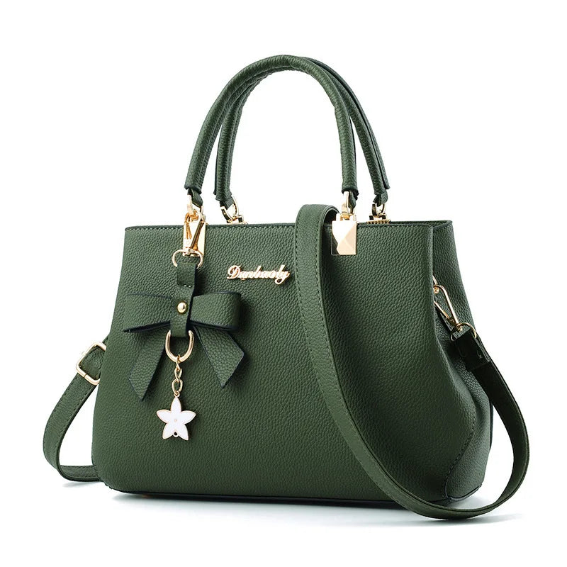 Yogodlns Elegant Women Messenger Bags with flower pendant Office Ladies Totes Pure Handbag for female Crossbody Shoulder Bags SHOWLU FASHION STORE