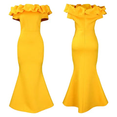 Elegant Women Long Evening Dresses Ruched Off Shoulder Slim Bodycon Mermiad White Dress Formal Party Wedding Guest Gown SHOWLU FASHION STORE