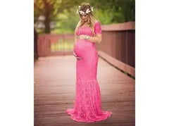 Elegant V Neck Photography Dresses for Pregnant Women Short Sleeve Maxi Maternity Dresses for Photoshoot Pregnancy Clothes New