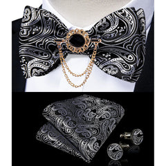 Pink Plaid Solid Men's Self Tie Bow Tie Silk Jacquard Woven Wedding Party Bowtie Hanky Brooch Set Men Butterfly Necktie DiBanGu SHOWLU FASHION STORE