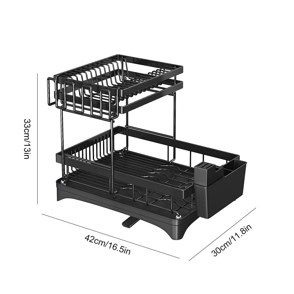 Multi Organizer Cabinet 3-Tier Kitchen Drain Shelf Steel Over The Sink Dish Drying Rack Large Over The Sink Dish Rack with Cover