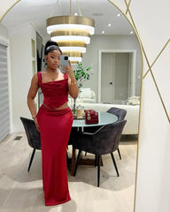 Mingmingxi Wine Elegant and Beautiful Womens Dresses Sexy Corset Cropped Top and Skirt 2 Piece Set Christmas New in Dresses SHOWLU FASHION STORE