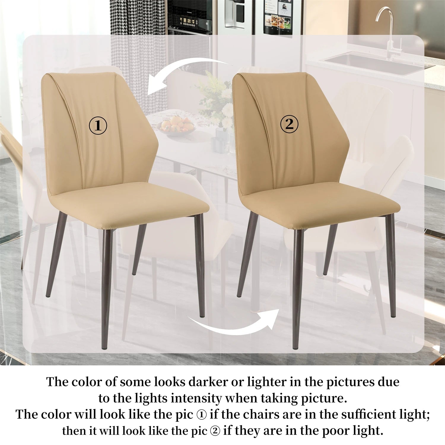Upholstered PU Leather Dining Chair Set of 2 Kitchen High Back Armless Side Dinner Chairs for Living Room, Kitchen SHOWLU FASHION STORE