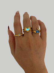 Peri'sbox Vintage Elegant Gold Plated Geometric Moonstone Zircon Rhinestone Open Rings for Women Party Daily Jewelry Waterproof SHOWLU FASHION STORE
