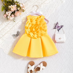 Prowow Fashionable Baby Summer Dresses Sleeveless Big Flower Ruffles Princess Party Dress For Girls Toddler Kids Clothes 2025