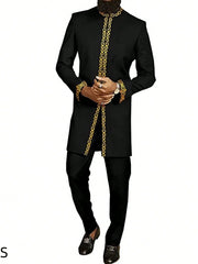 2025 New men's suit, white pocket, 2-piece set, luxury wedding casual suit, traditional African style of ethnic minorities