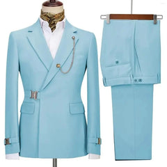 Elegant Men's Suits 2 Pieces Blazer Pants Italian Design Notched Lapel Party Wedding Slim Fit Costume Homme (Blazer+Pants)