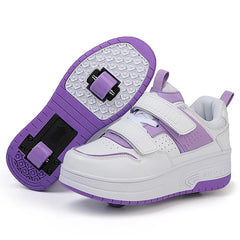 Fashion Girls Boys Roller Skates Children Sneakers With Two Wheels Thick-soled Skateboard Shoes Kids Non-slip Chunky Shoes White SHOWLU FASHION STORE